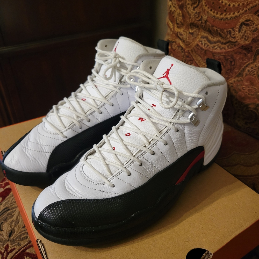 Air Jordan 12 Retro Men's White and Black Sneakers